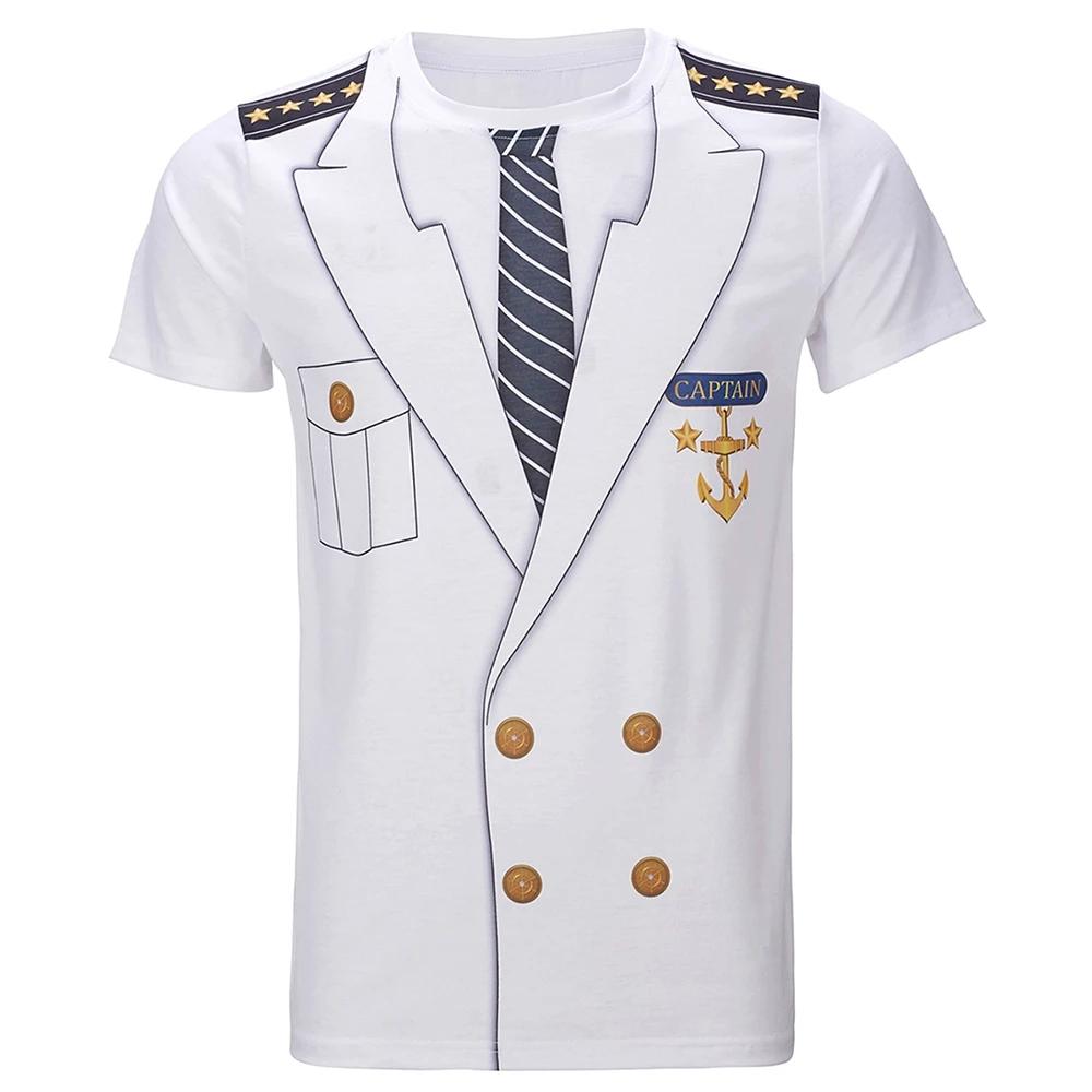 Neue Männer Sommer 3D Kapitän Uniform Druck T-Shirt Kurzarm Kleidung Casual Cosplay Streetwear Fashion Outdoor Tees & Tops XXXL