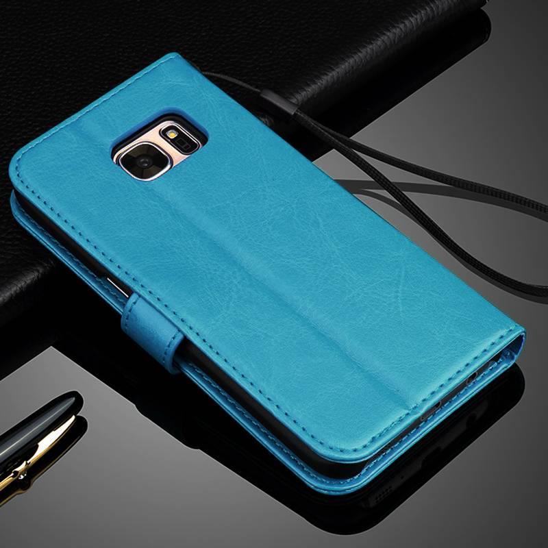 Flip Wallet Ledertasche Samsung Galaxy A6 2018 A7 J4 J3 J5 J7 2017 S6 S7 Edge S8 S9 Plus Cover S10 S20 S21 S22 FE A51 A52 A12 A22 Samsung A32 5G blau