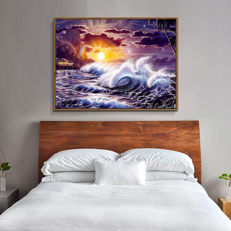Diamant-Stickerei, vollständige Malerei, Diy-Diamant-Malerei, Welle und Sonne, Handarbeit, Diamant-Mosaik-Stich 20X30CM