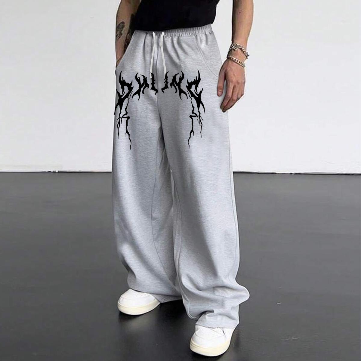 Herren-Jogginghose mit Taschen & Kordelzug - Weite Lounge-Sweathose für Laufstrecke, Yoga, Jogginghosen XXL grau