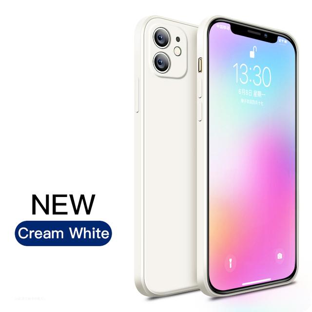 Für iPhone 7 6 6S 8 Plus Luxus Flüssigsilikon Soft Cover für iPhone 16 14 11 12 Pro X XR XS Max 13 Mini Pro 15 Max Stoßfeste Telefonhülle iPhone 11 weiß