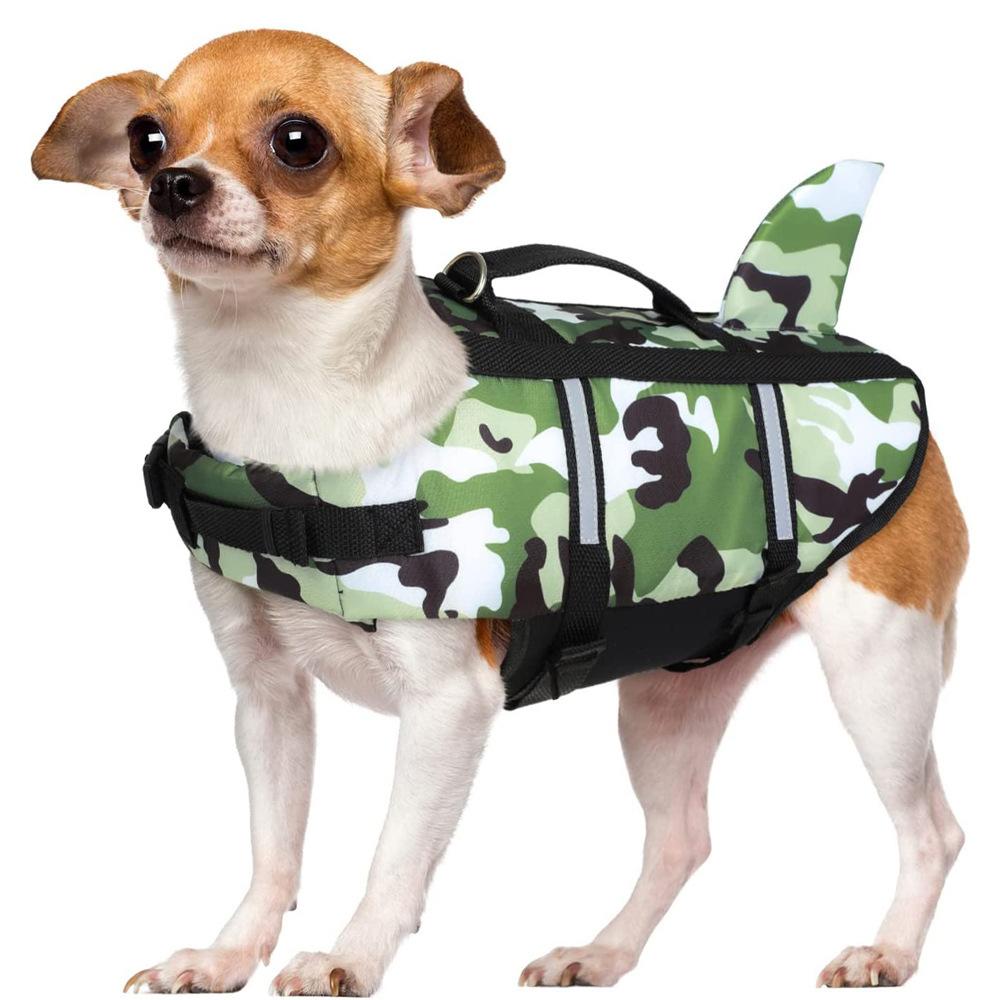 Ripstop Hundeschwimmweste Haifisch-Schwimmweste Ideal für Hunde Sicherheits-Rettungsweste mit Hohem Auftrieb und Tragegriff für Kleine Mittlere Große Hunde Hohe Qualität XS
