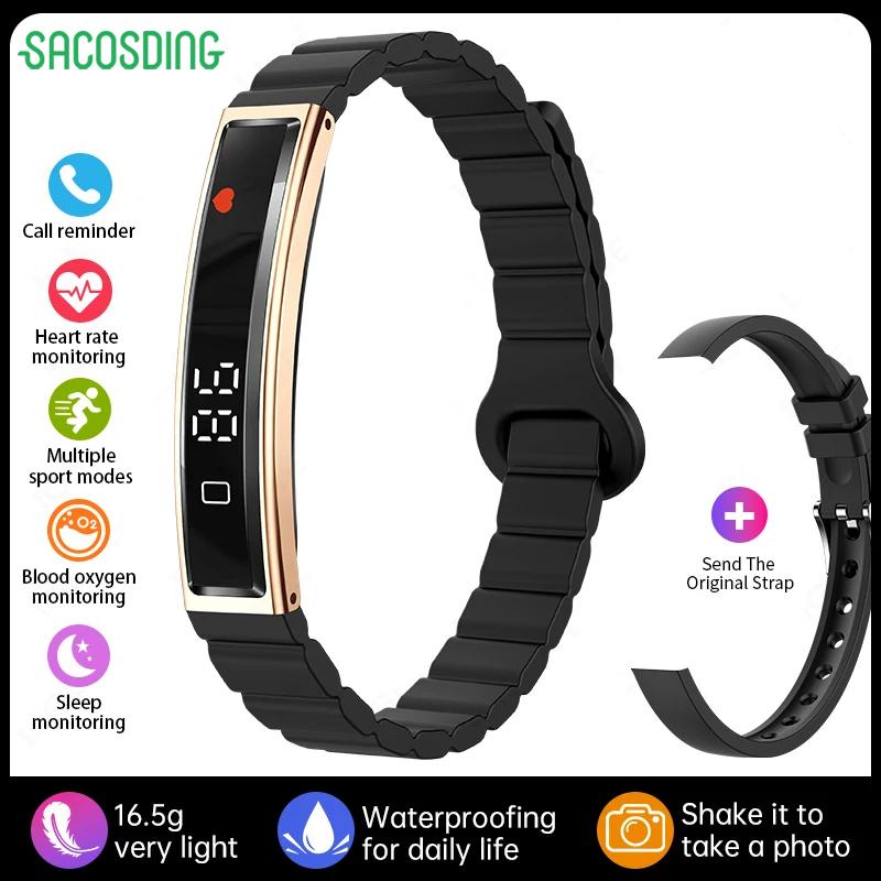 SACOSDING Smart Armband Fitness Tracker 24H Schlaftracker Ganztägige Kontinuierliche Herzfrequenzmessung Schrittzählung Sport Smartwatch Armband