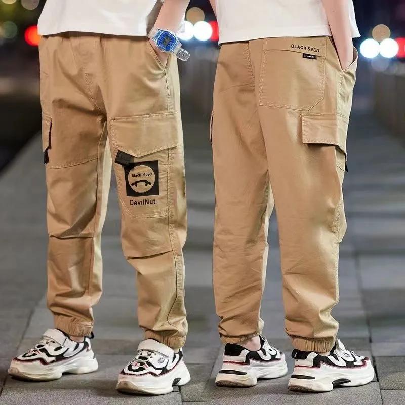 3-10 Jahre Frühling Sommer Herbst Jungen Hosen Lässig Muster Langer Stil Hosen für Kinder Teenager Kinder Sportkleidung 140 khaki