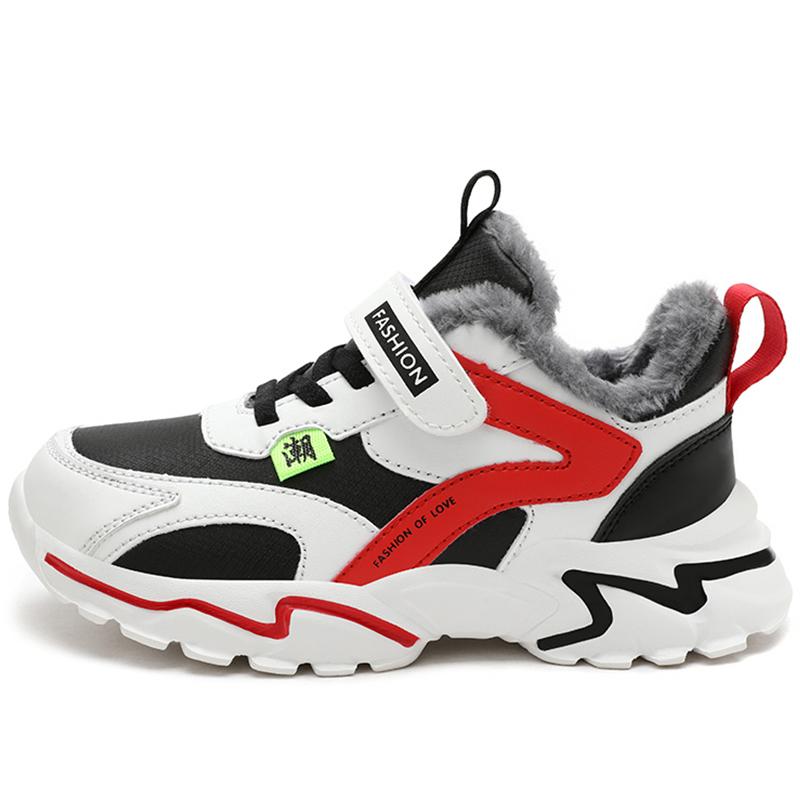 Superleichte Baumwollschuhe für große Jungen, Winterschuhe aus Baumwolle für Jungen, Kinder, plus warme Schneestiefel aus Samt, rutschfeste Baumwollschuhe 28 rot/schwarz