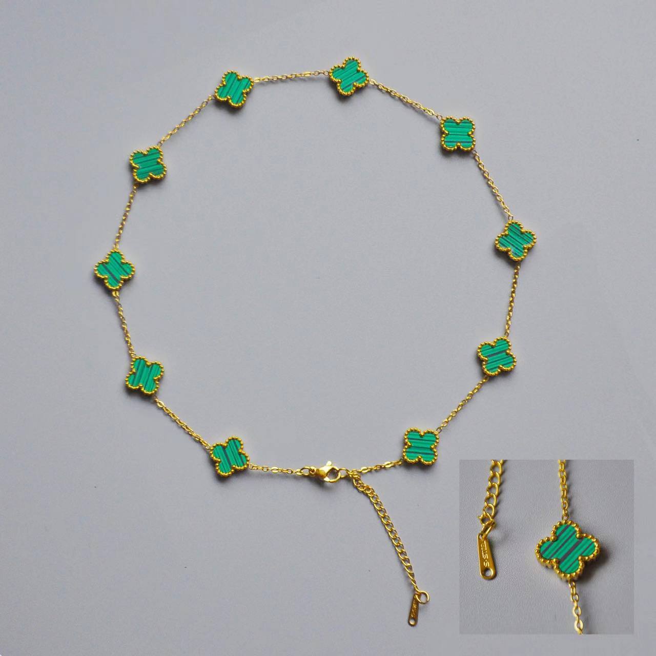Doppelseitige Halskette mit Kleeblatt und 10 Blumen, 18 Karat Kleeblatt-Halskette für Damen, Premium Sense-Halskette aus Titanstahl