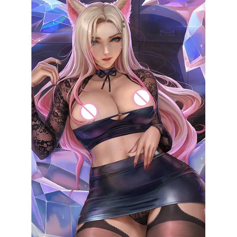 Druck auf Leinwand, Videospiele, Schwestern, nackt, sexy Mädchen, Kunst, Wohnzimmer, Schlafzimmer, Wohnkultur, Bild zum Aufhängen 60cm×100cm NoFrame