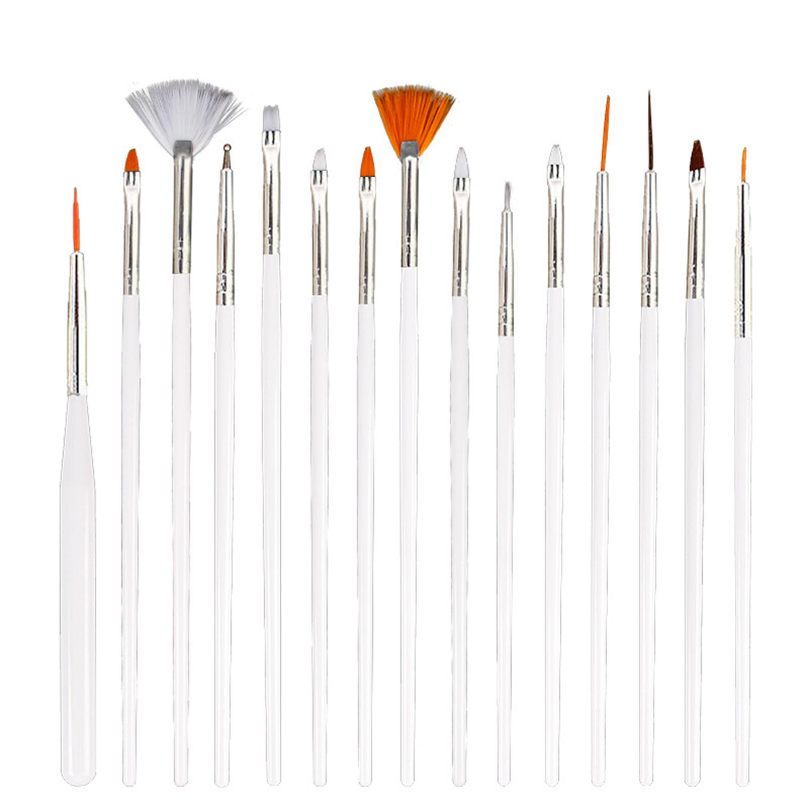 15 Stück Farbmalstift-Set Nail Art Reihenstift Lichttherapie Stift Kristallstift Malen Punktieren Bohren Nagel weiß