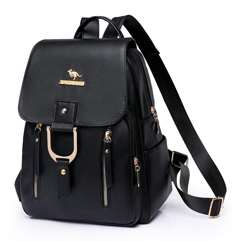 Luxus Leder Mode Frauen Rucksack Outdoor Reisetasche Große Kapazität Mädchen Schultasche Täglichen Knapsac schwarz