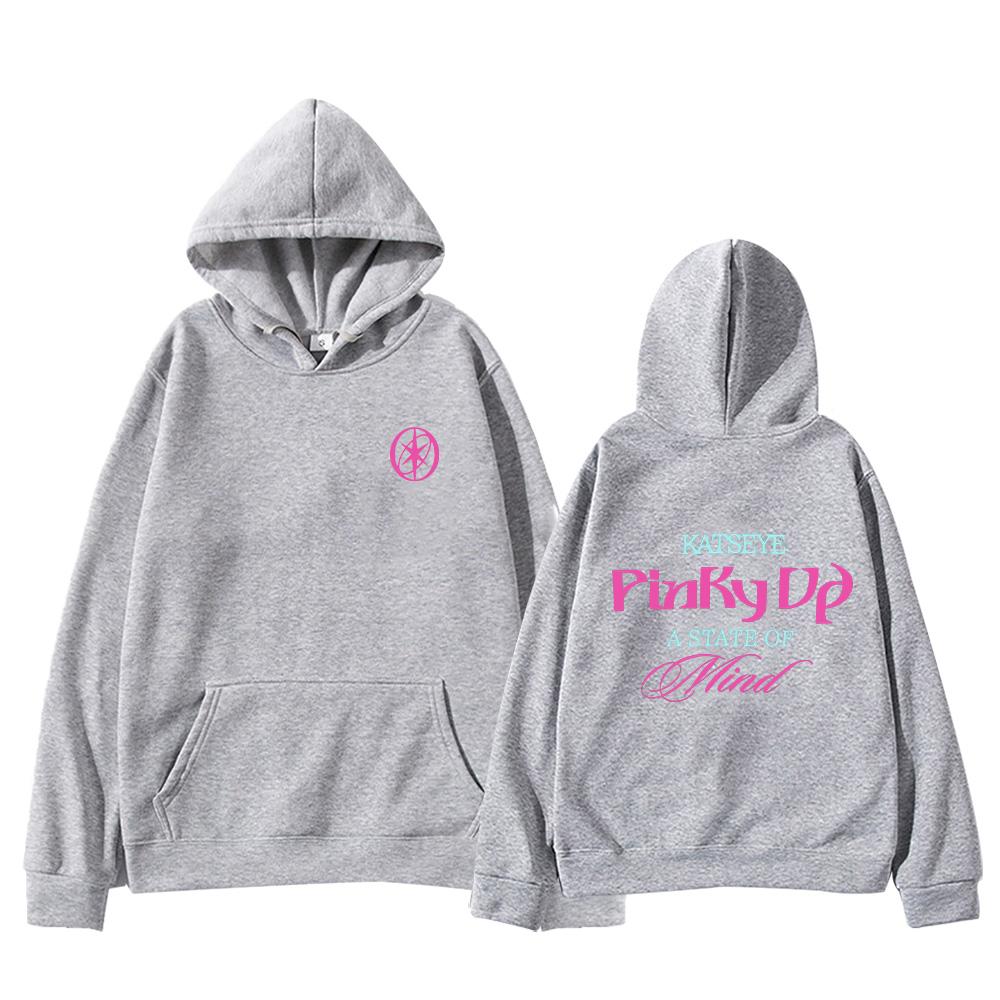 Katseye PINKY UP Kpop Print Hoodies Trendig Herren Damen Y2k Kapuzenpullover Sweatshirt Fleece Übergroß Trainingsanzug Streetwear Fans Geschenke Oberteile Jacken Anime Hoodie XL graue