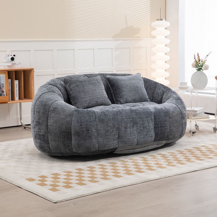 Sofa Sitzsack Zweisitzer Sessel langlebig und bequem (Graue Chenille)
