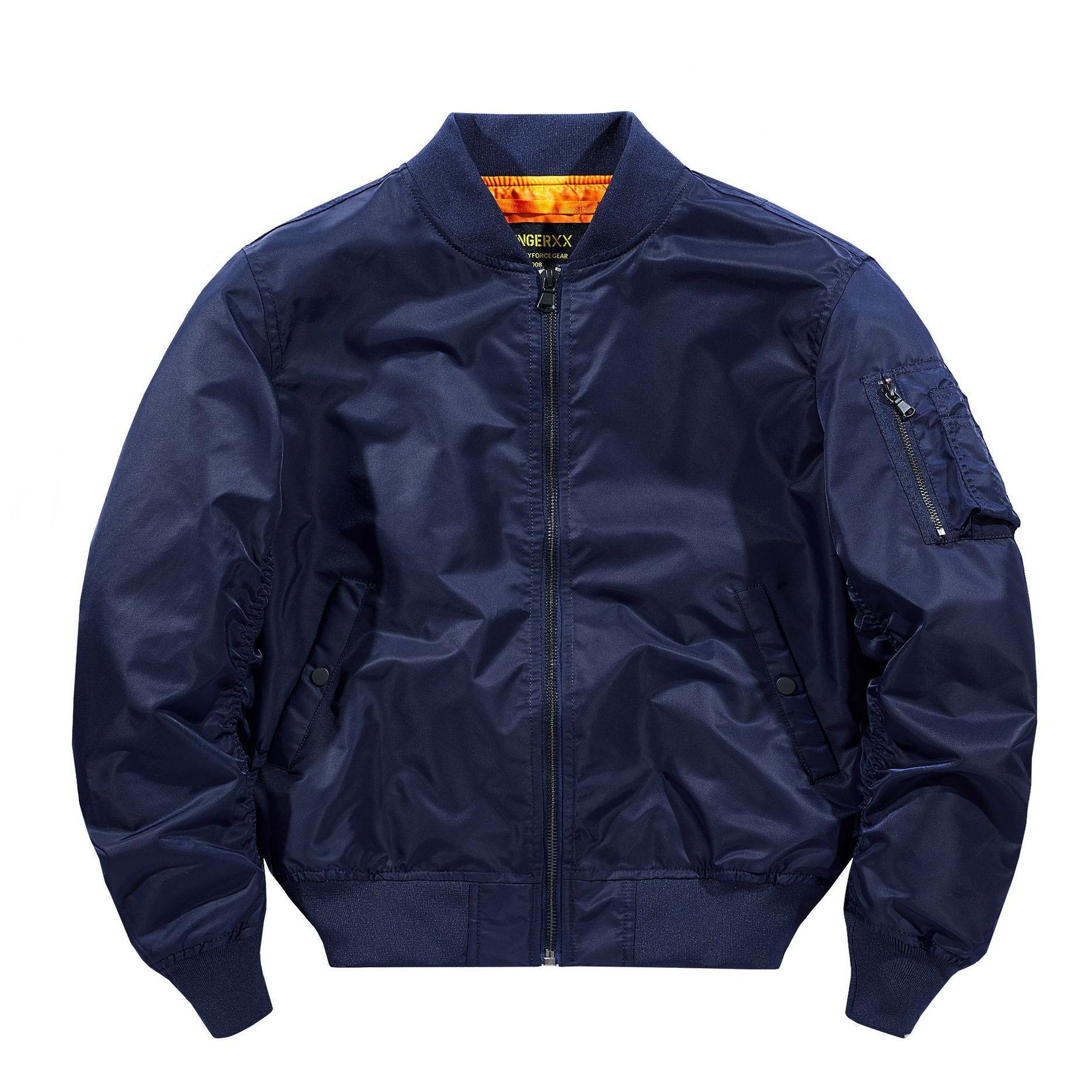 Pilot Air Herren Bomberjacke Herren Retro Bomberjacken Herren Casual Solid Zipper Pilotenjacke Loose Fit Herrenmäntel 4XL navy blau