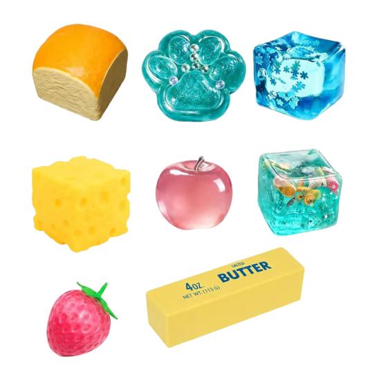 8 Stück Zucker-Quetschspielzeug, Weiches TPR Stressabbau Fidget Spielzeug für Erwachsene, Angstberuhigende Sensorikspielzeuge, Partygeschenk B yellow
