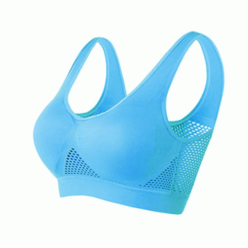 Plus größe S-6XL Frauen Yoga Sport-Bh Atmungsaktiv Fitness Laufen Aktive Weste Gepolsterte Crop Tops Unterwäsche gym Yoga top bhs M himmelblaue