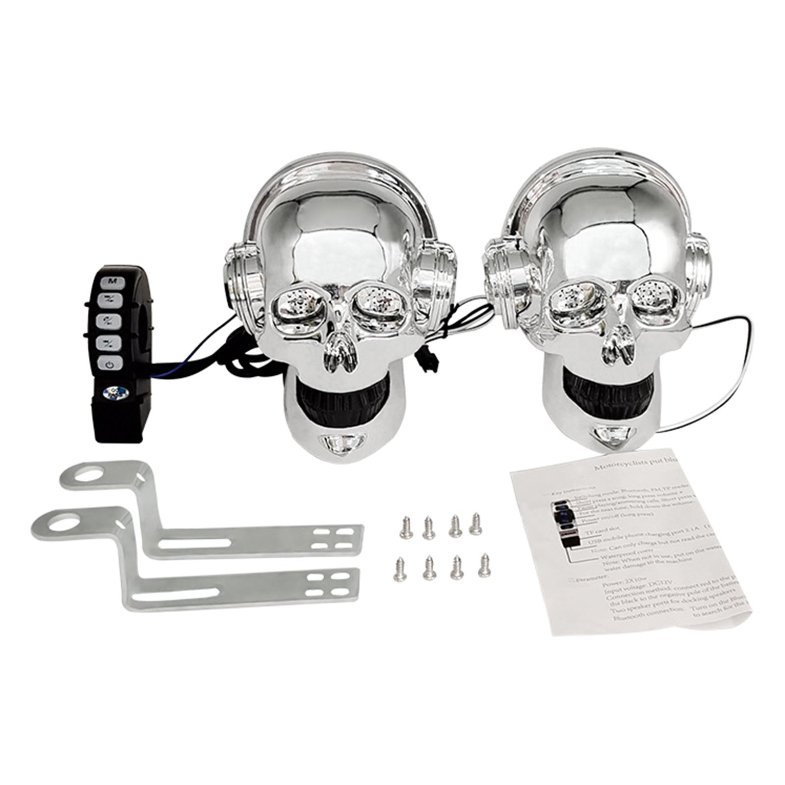 Motorrad-Lautsprecher in Totenkopfform, Subwoofer, Bluetooth-kompatibel, MP3-Player, wasserdicht, Radiosystem, Motorrad-Stereoanlage