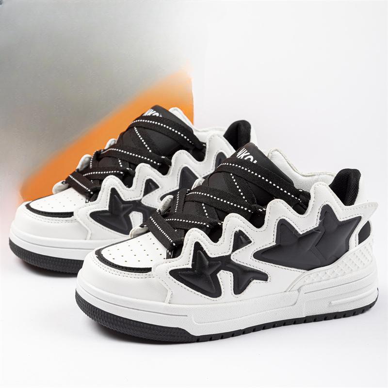 Mode Herren Damen Sneaker Übergröße 41 42 Damen Freizeitschuhe Sterne Klobige Sneaker Frau Dicke Sohle Sportschuhe Brotschuhe 36 schwarz weiße