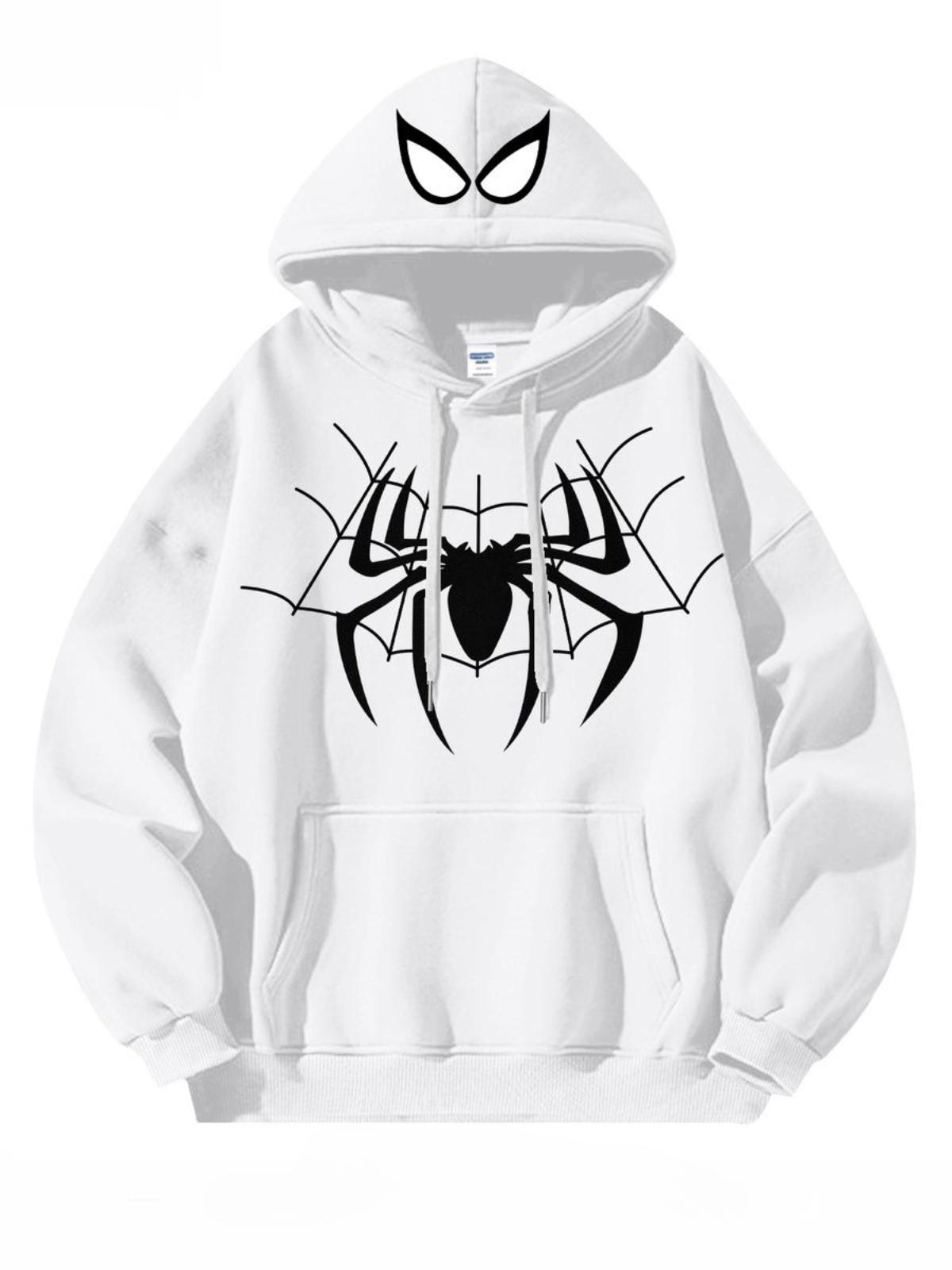 Amerikanischer Stil Retro Stil Spiderman Cartoon Anime Peripherie Jungen Hoodie für Frühling und Herbst Eltern-Kind-Hoodie 140 weiß