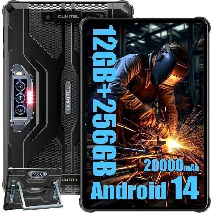 OUKITEL RT8 Unzerbrechliches Tablet 12GB+256GB 20000mAh Robustes Touchscreen-Tablet 11” Android 14 Tablet 48MP Dual-SIM/IP68/IP69K Schwarz