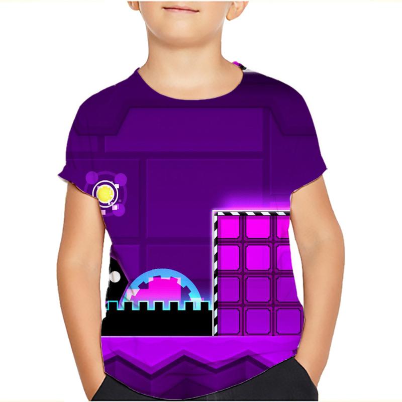 Angry Geometry Dash T-Shirt Tops für Kinderkleidung Sommer Casual Kinder T-Shirts Mädchen Jungen Kinder Cartoon T-Shirts 100 aero blau