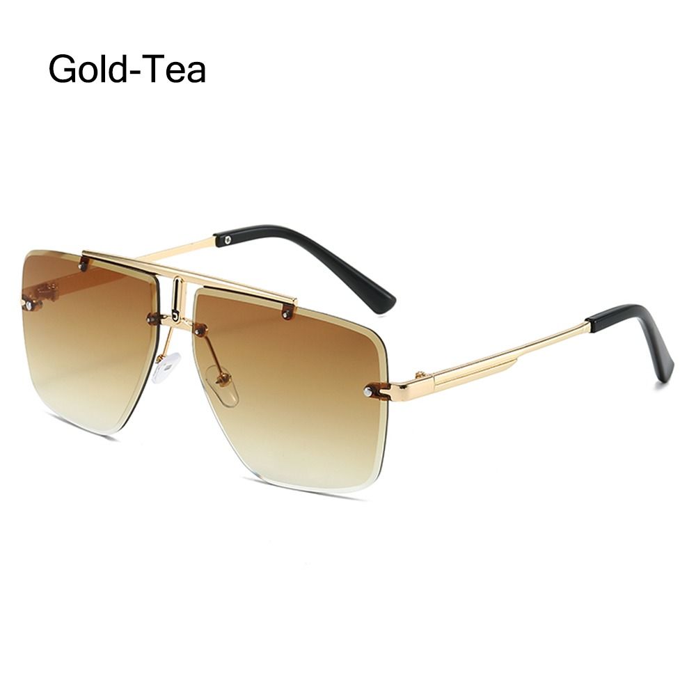 Übergroße rahmenlose Sonnenbrille mit Doppelsteg Retro-Quadratrahmen Herren-Sonnenbrille Outdoor-Verlaufsgläser UV-Schutz Sonnenbrille