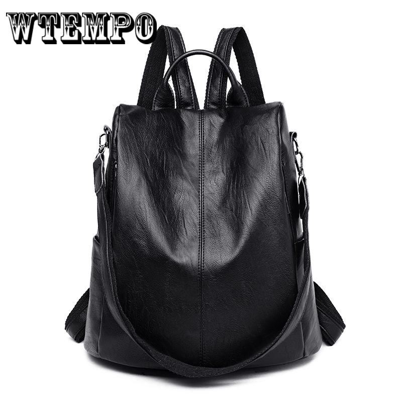 Damen Rucksack Teenager Rucksack PU Leder Schultaschen für Frauen Square Satchel Light Schultertasche