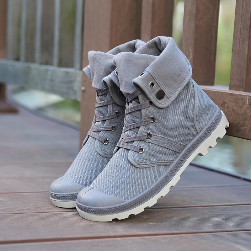 Mode Mode High Top Canvas Schuhe Für Herren Outdoor Plateau Freizeitschuhe Bequeme Schnürschuhe Herren Sneaker Zapatos Hombres Übergröße 45 graue