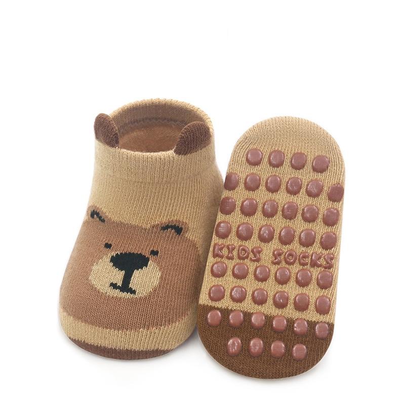 Baby Socken Kleinkind Mädchen Jungen Socken Anti Rutsch Neugeborenen Socken Für Mädchen Jungen Herbst Winter Dicke Warme Weiche Cartoon Druck Kindersocken M(1-3Y) gelb