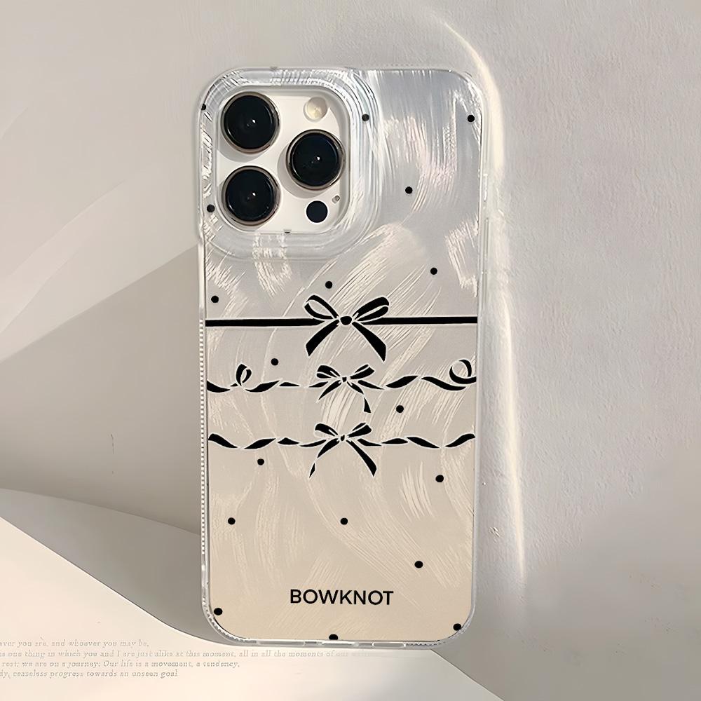 Luxus Laser Silber Bogen Telefon Fall Für iPhone 16 Pro Fall iPhone 11 13 12 14 15 Pro Max Plus Bowknot Weiche Stoßfest Abdeckung Funda For iPhone 13Pro Max