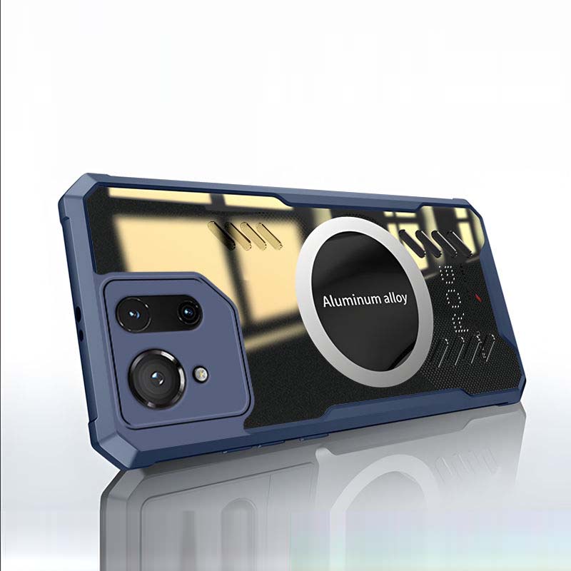 Kühlende Wärmeableitungs-Telefonhülle für Asus ROG Phone 9 Pro, magnetische Magsafing-Rückseitenclip-Acrylabdeckung für Rog Phone 8 7 6 9Pro HD, transparente Hülle Rog Phone 9 Pro blau