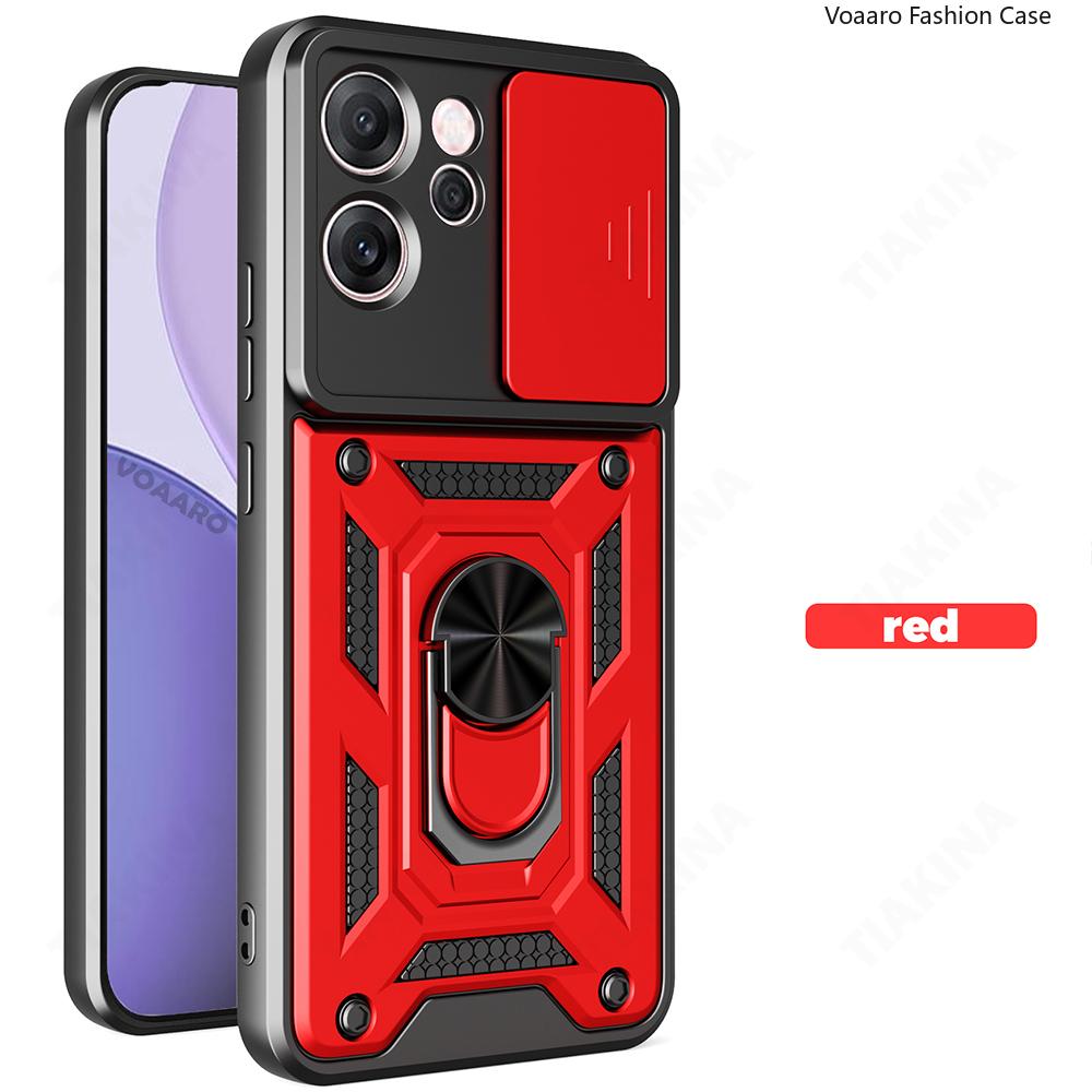 Slide Lens Armor Hülle für OPPO Reno14 F 5G Hülle für OPPO Reno14 Pro Reno 14 F 5G Hülle Magnetischer Ring Ständer Halter Abdeckung Capa for Reno14 5G rot