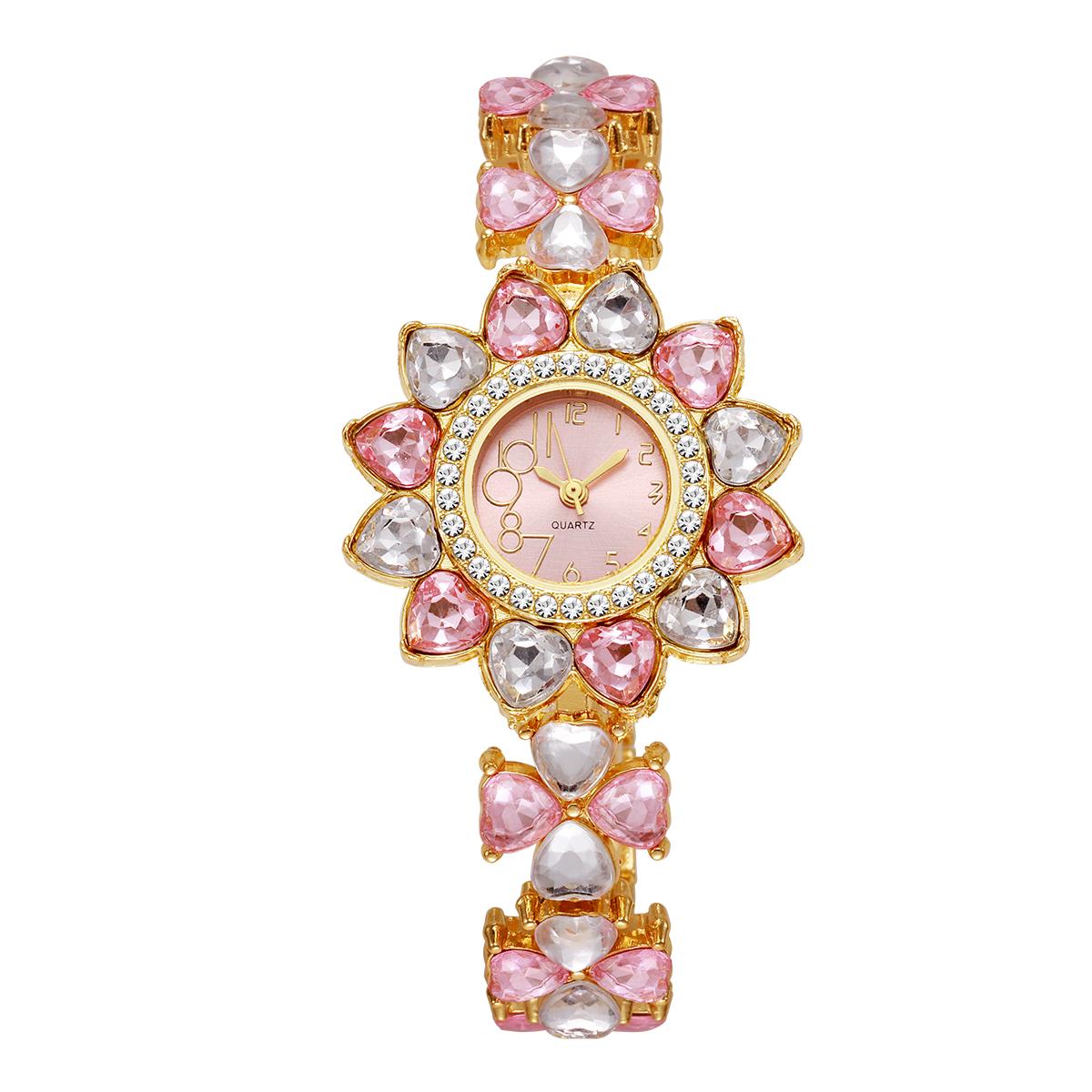 Luxus Strass Damen Uhren Mode Blume Zifferblatt Armband Quarz Uhr Für Damen Uhr Reloj Mujer