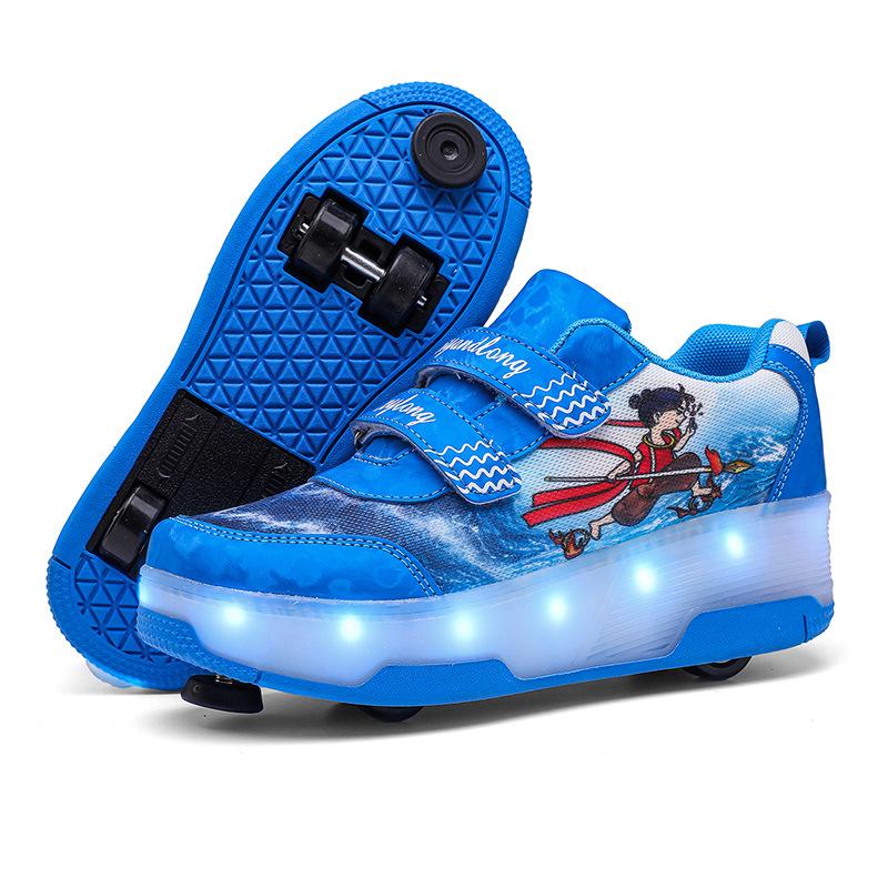 Kinder Runaway Schuhe Mädchen Vier-Rad-Skates mit Bremsen Jungen Rollschuhe 31