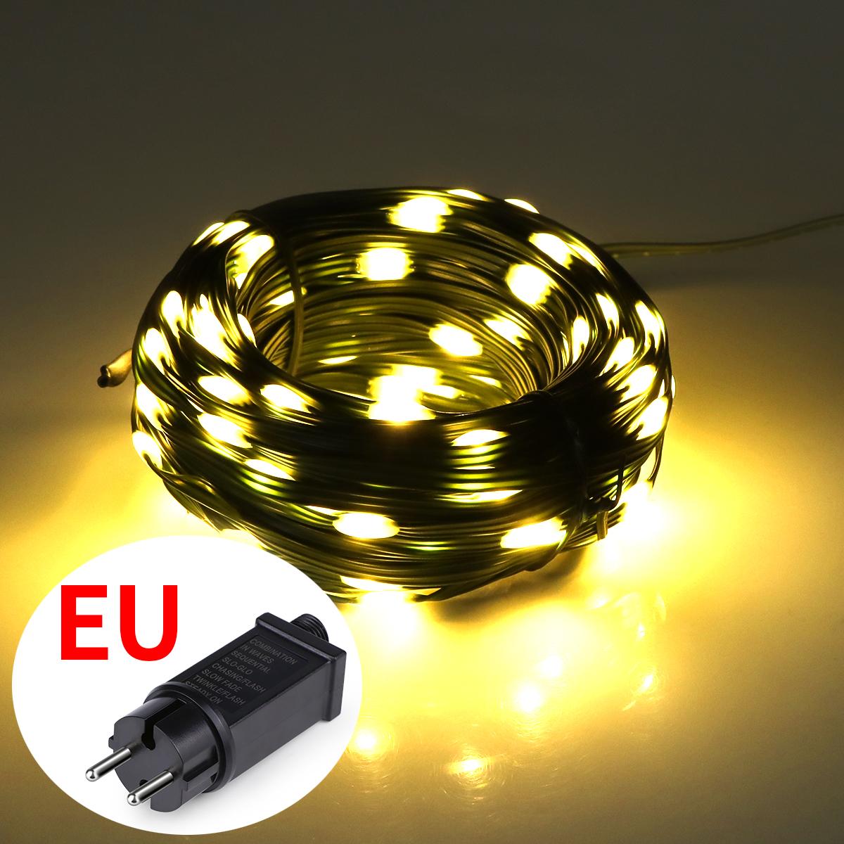 10M 20M 30M 50M 100M Feen-Lichterketten 24V Wasserdichter Plug-In-Adapter für Weihnachten im Freien, Gartenparty, Urlaub, Hochzeit, Dekoration mit EU-Stecker 100M warm weiße