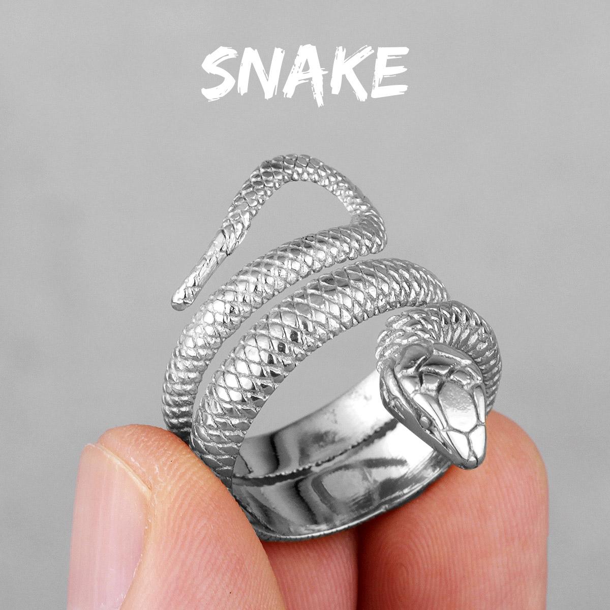 Goldene Schlange Tier Edelstahl Herrenringe Punk Hip Hop Einzigartig Trendy Für Männlichen Freund Schmuck Kreativität Geschenk 7 gray