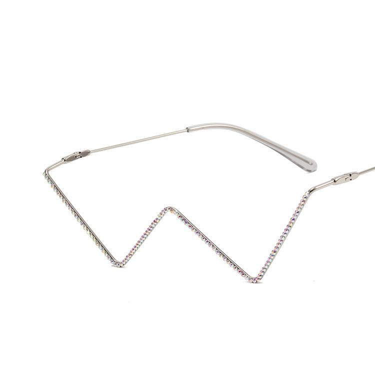 Damen-Brille, modisch, personalisierbar, Hip-Hop, Zukunftstechnologie, Sinn für Metall, Diamant-eingebetteter Brillenrahmen, Street Shot, konkave Form, Laufsteg-Brille