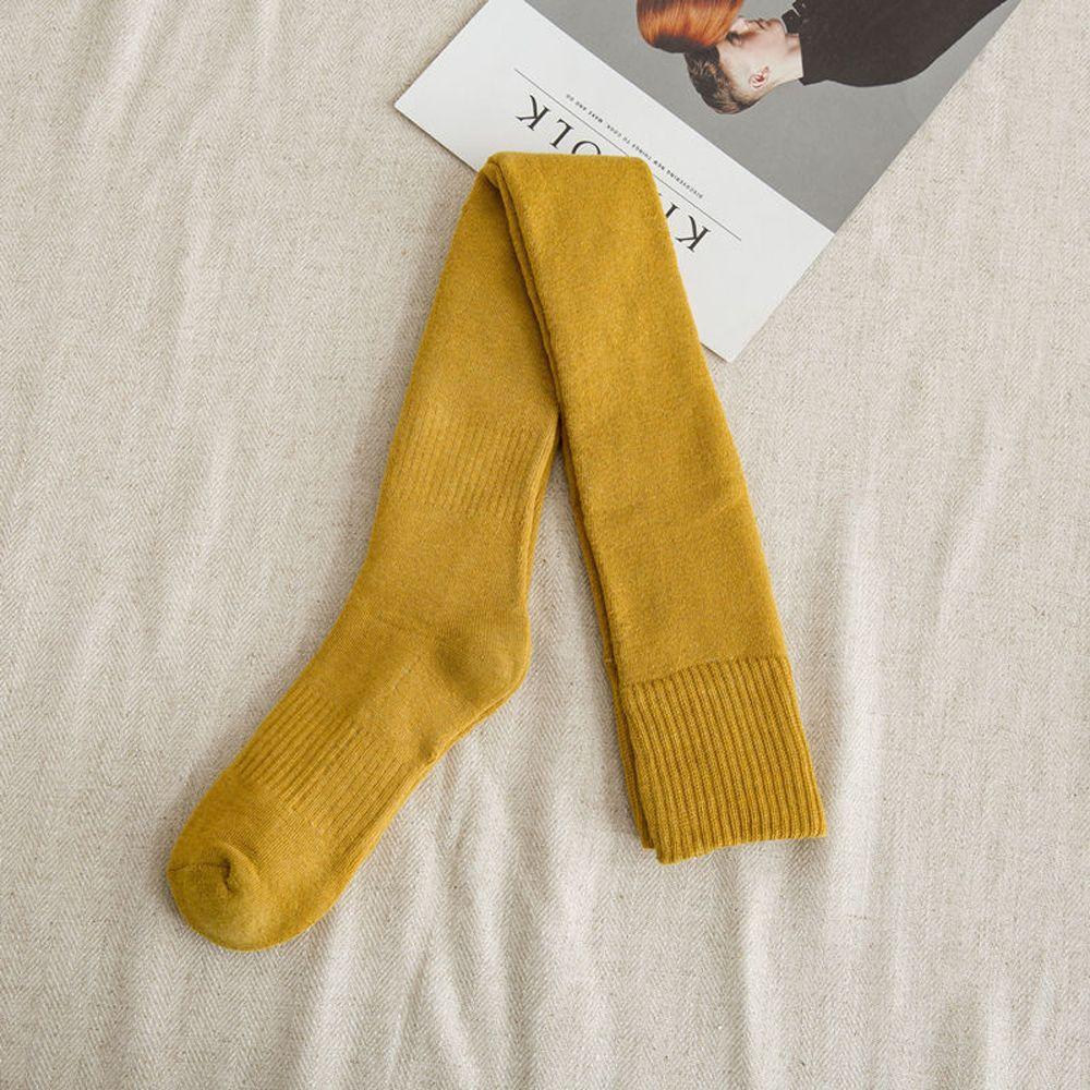 Wolle Baumwolle Winter Für Mädchen JK Strümpfe Über Knie Hohe Socken Frauen Lange Strümpfe Einfarbig gelb
