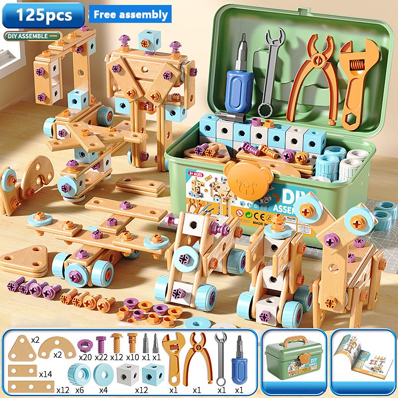 DIY Mutter Hand Demontage Montage Puzzle Simuliertes Schrauben Werkzeugkasten Frühe Bildung Kinderspielzeug Form Einsteckblöcke Spielzeug für Jungen