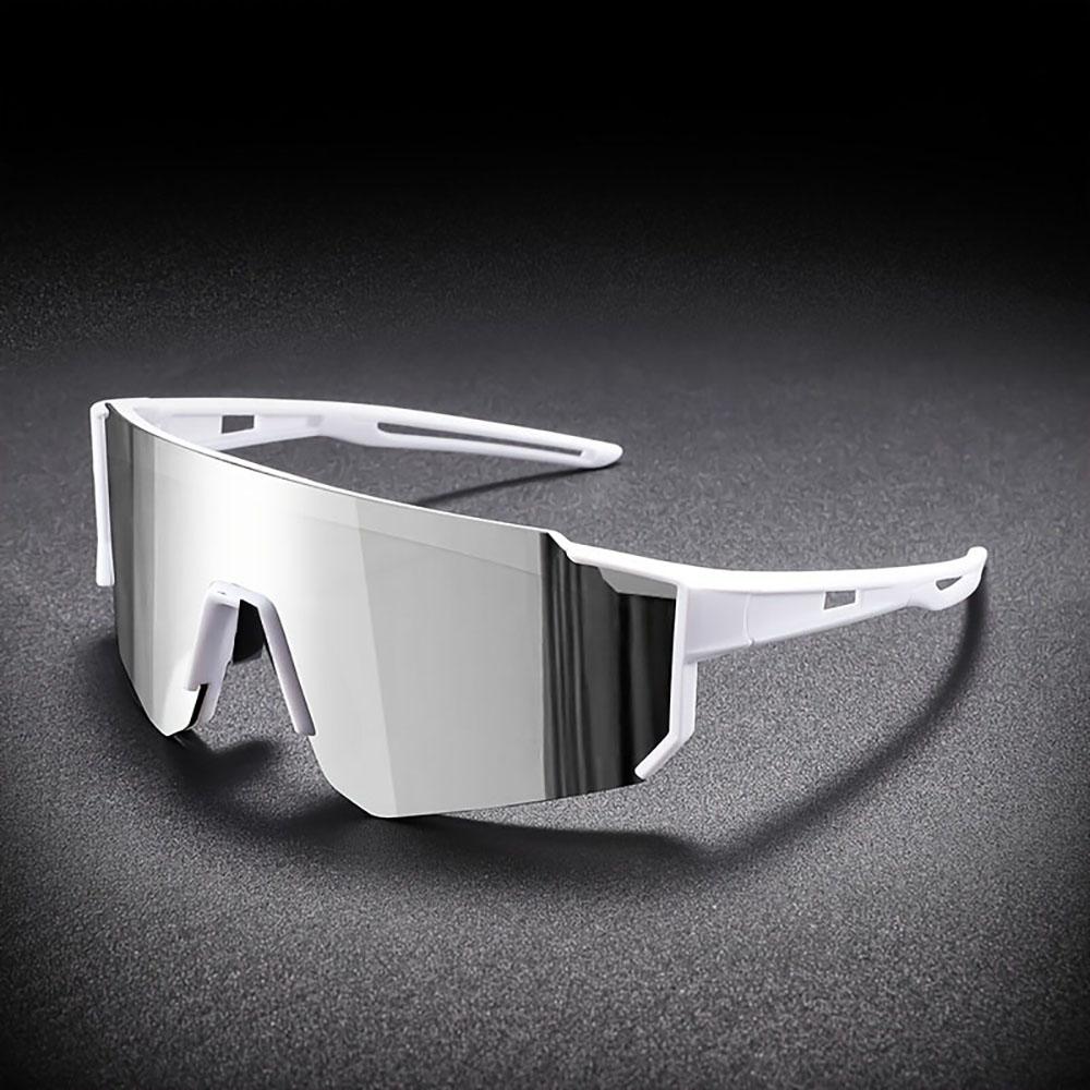 Herren Übergroße Radsportbrille Brille Fahrradbrille Winddichte Brille Polarisierte Gläser Straßenradfahren Fahrrad white