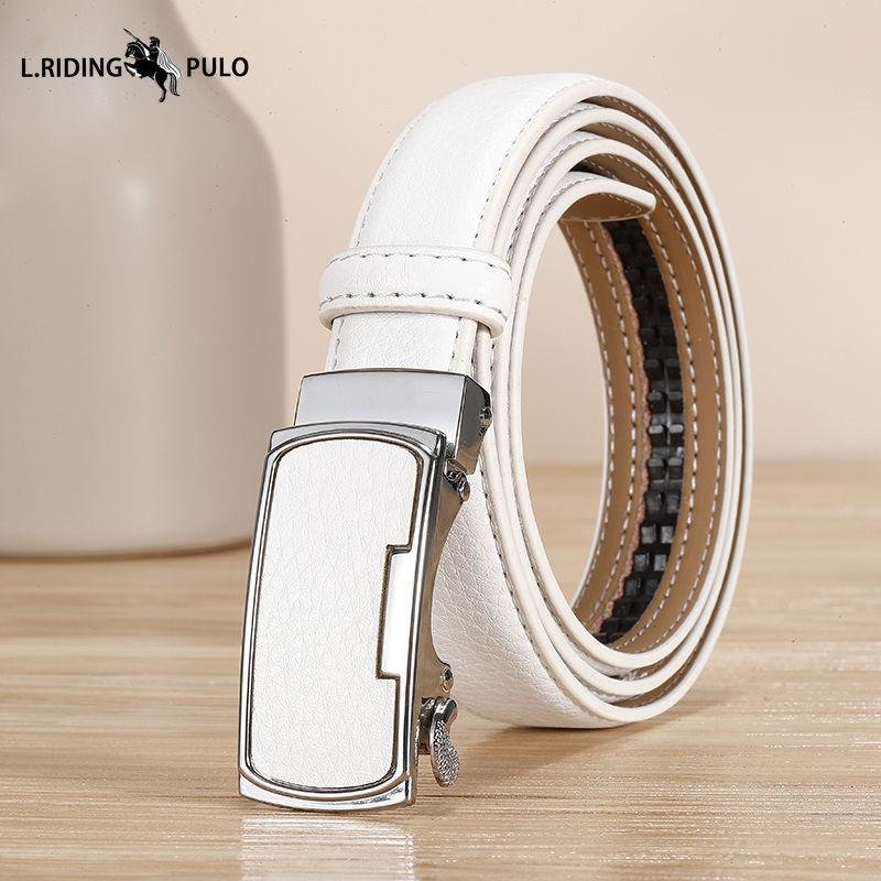 Echtleder Gürtel Gelb Rindsleder Rot Automatische Schnalle Gürtel Blau Weiß Orange Farbe Gürtel 100cm weiß