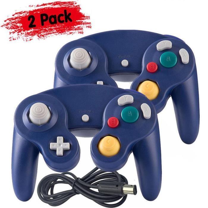 2 x kabelgebundener klassischer JOYPAD-GAMEPAD-Controller für NINTENDO GAMECUBE GC &; Wii – Blau