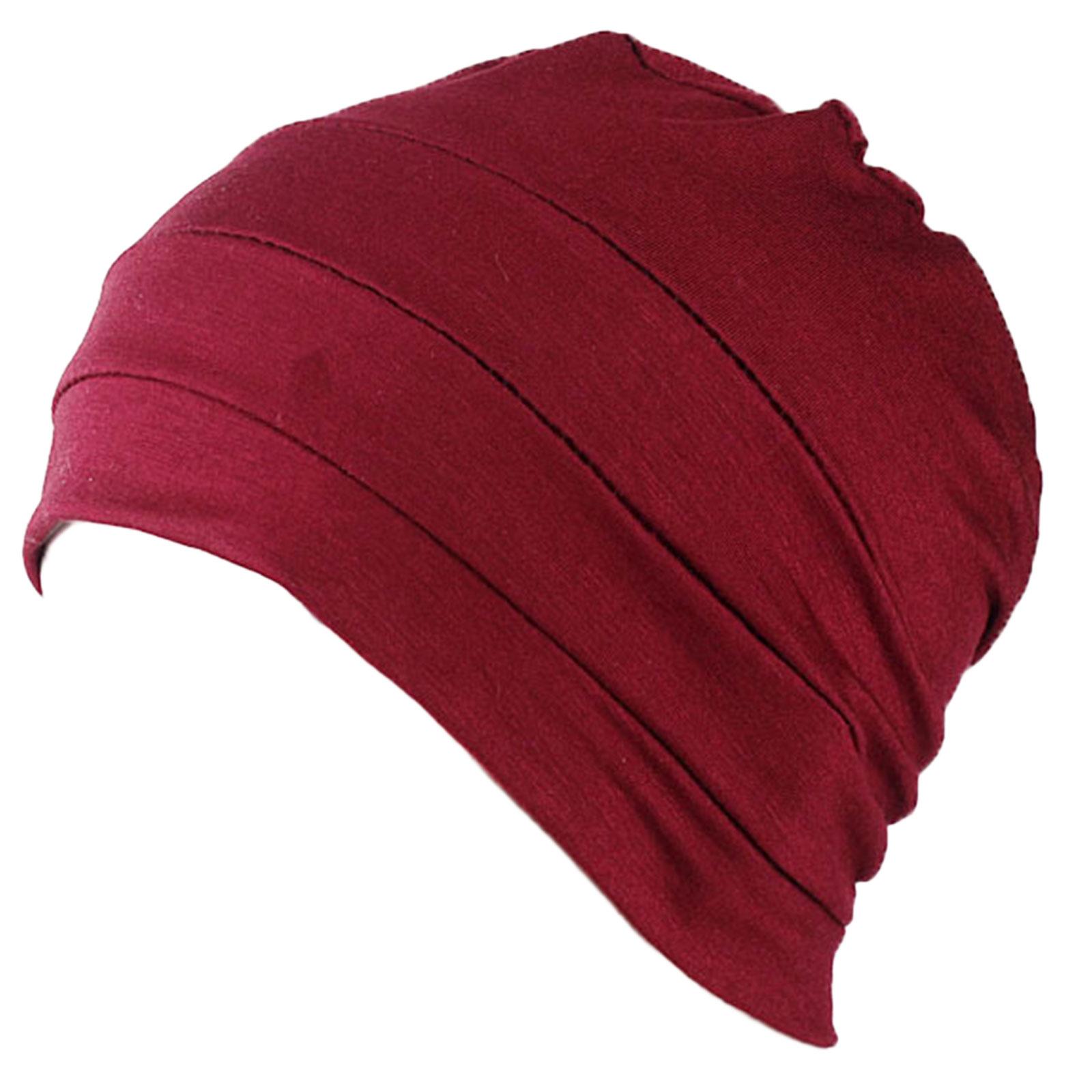 Bequeme Chemo-Mütze, Chemo-Hüte für Frauen, weiche Krebs-Haarausfall-Skullies-Mütze, Krebs-Kopfbedeckung, Kappe unter der Mütze wein rot