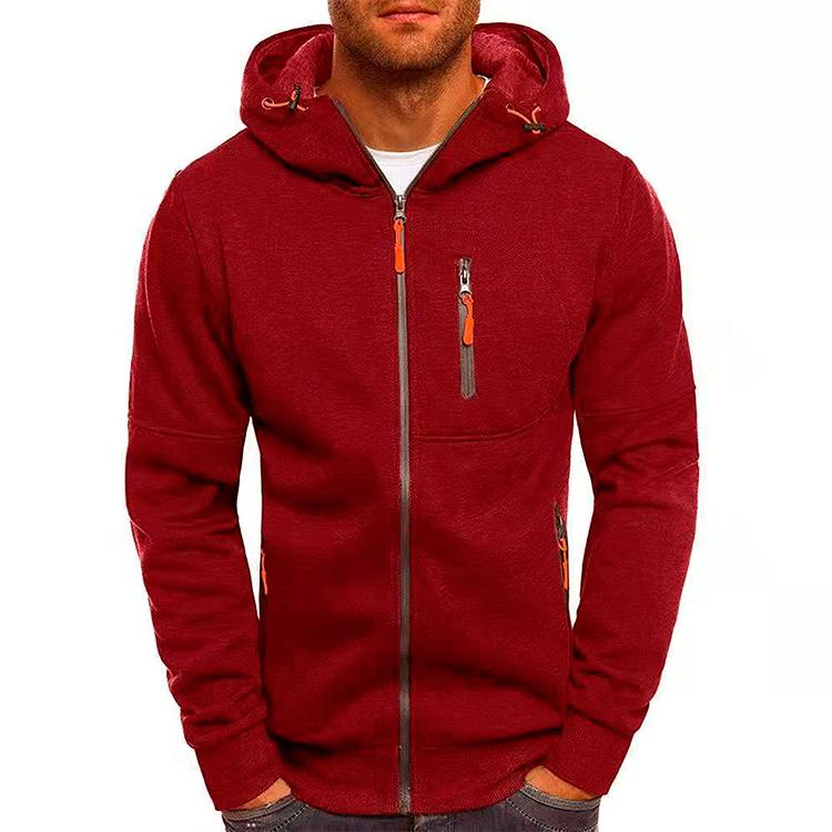 Herren Herbst und Winter Hoodie Sport Fitness Casual Jacquard Hoodie Strickjacke Kapuzenjacke Kapuzenpullover Jacken & Mäntel (Herren) XXL bordeaux