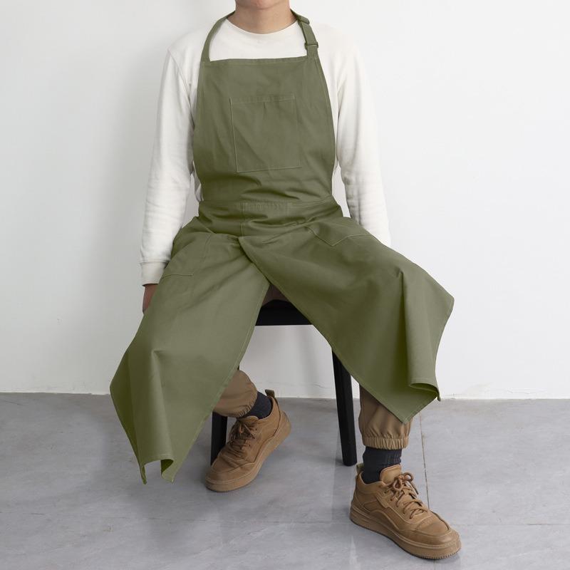 Professionelle Schürze mit geteiltem Bein, Wasserabweisende Kochschürze für Barista, Bequeme Arbeitskleidung mit Taschen für Catering-Tasche OneSize grün