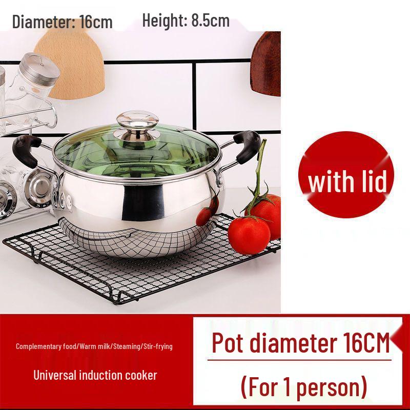 Edelstahl Kochtopf mit großem Fassungsvermögen: Verdickt für Suppen, Eintöpfe, Nudeln, Brei, Milch, Hot Pot - Kompatibel mit Induktionskochfeldern