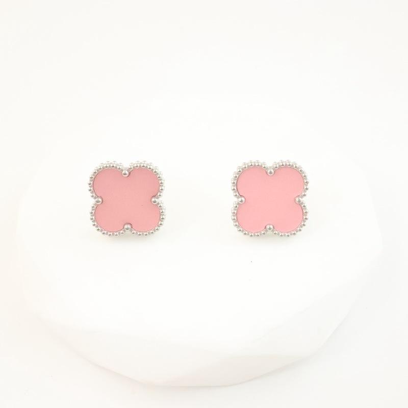 Mode Vier-Leaf Clover Titan Stahl Ohrringe Mode-Design Senior Sense Ohrringe Temperament Damen Ohrringe rosa