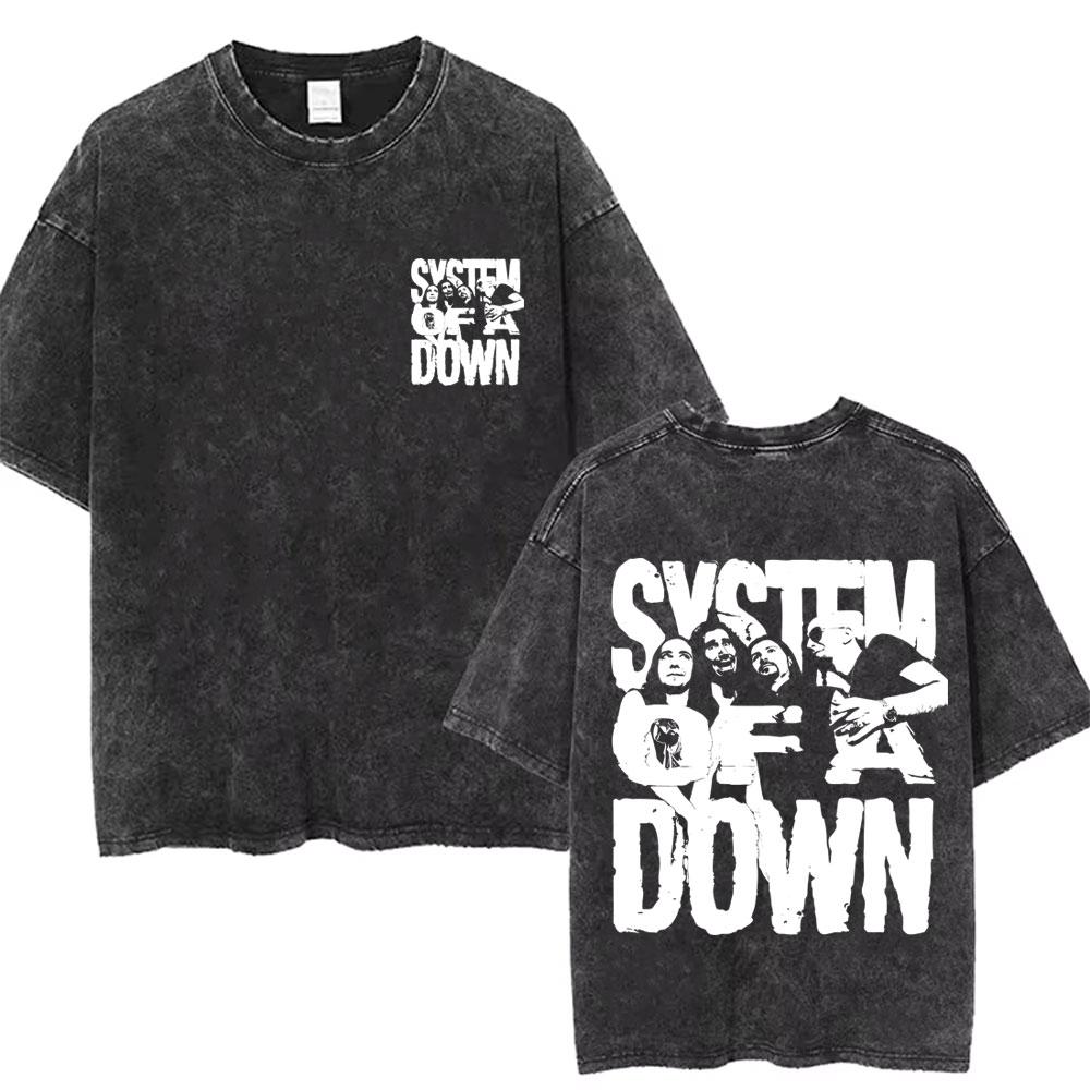 Gewaschenes Vintage System of A Down Toxicity T-Shirt Skelett Grafik T-Shirts Herren Damen s Vintage Rock Alternative Metal T-Shirts M gray