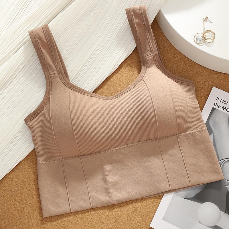 Atmungsaktive Sport-Bh Stoßfest Crop Top Anti-schweiß Fitness Top Frauen Nahtlose Yoga Bh Push-Up Sport Top Gym workout Top One Size khaki