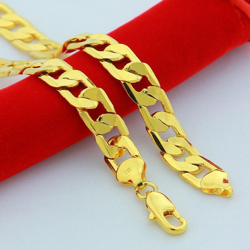 24K Gold gefüllt 10mm 50-75cm Männer Figaro Hip Hop Gold Halskette Ketten männliche Jungen hohe Qualität Schmuck Geschenk 75CM