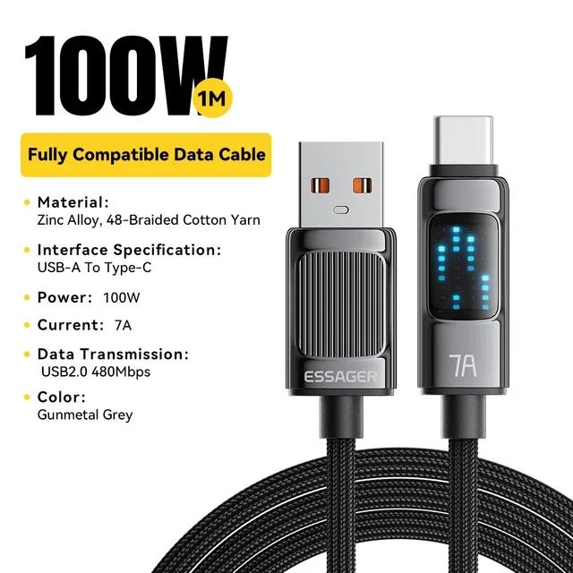 Essager 7A USB Typ C Kabel Für iPhone 15 Pro Max 100W/88W Schnelle Lade USB C Kabel kabel Für Xiaomi Huawei Honor OPPO Oneplus 1m