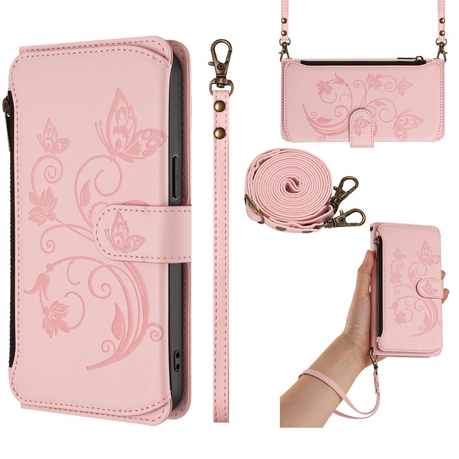 Leder Klapphüllen Für Samsung Galaxy S26 S25 S24 S23 S22 S21 S20 Ultra Plus FE Edge S10 S9 S8 S7 Edge Hülle Kartenetui Handytasche Zweischichtige Aufbewahrung Samsung Galaxy S10 Plus rosa